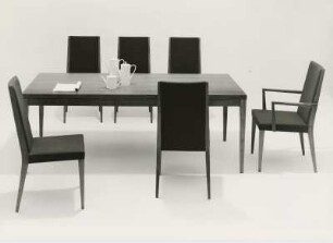 Stuhl "Mod. 484 / 05" und Sessel "Mod. 484 / 15" und Tisch "Mod. 680 / 72" von O. F. Pollak