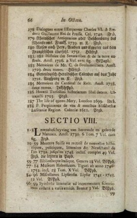Sectio VIII. - Sectio XII.