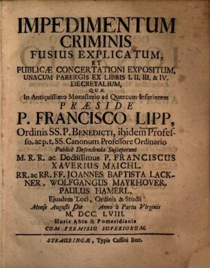 Impedimentum criminis fusius explicatum
