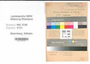 Entnazifizierung Wilhelm Nuernberg , geb. 14.02.1887 (Beamter)