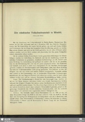 Die städtische Volksbadeanstalt in Moabit