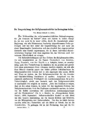 Die Neugestaltung des Religionsunterrichts im Herzogtum Gotha