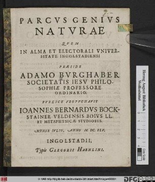 Parcus Genius Naturae
