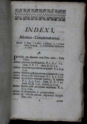 Index I. Ascetico-Concionatorius.