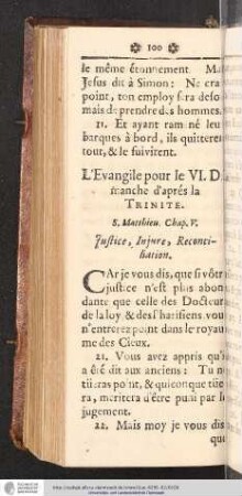 L'Evangile pour le VI. Dimanche d'aprés la Trinité