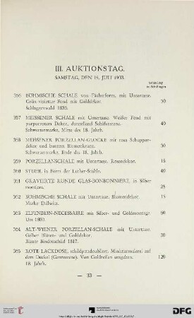 III. Auktionstag: Samstag, den 15. Juli 1933 (Nr. 356-538)