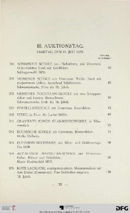 III. Auktionstag: Samstag, den 15. Juli 1933 (Nr. 356-538)
