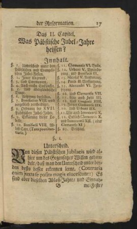Das II. Capitel. Was Päbstiche Jubel-Jahre heissen?