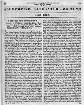 Sophoclis Aiax. Bearb. v. C. A. Lobeck. Leipzig: Weidmann 1835
