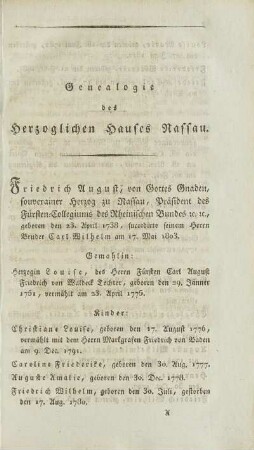 Genealogie des Herzoglichen Hauses Nassau