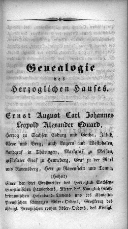 Genealogie des Herzoglichen Hauses