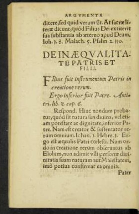 De Inaequalitate Patris Et Filii.