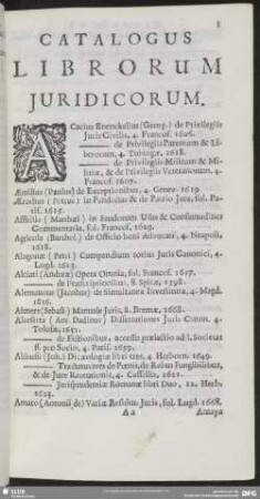 Catalogus Librorum Juridicorum