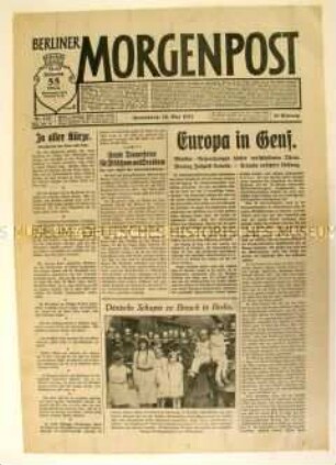 Tageszeitung "Berliner Morgenpost" u.a. zur Außenministerkonferenz in Genf