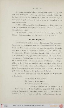 II. Das Kegelspiel
