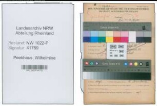 Entnazifizierung Wilhelmine Peekhaus , geb. 27.11.1893 ()