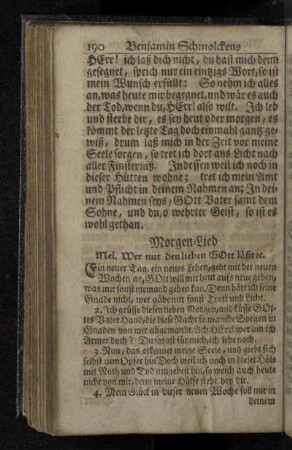 Morgen-Lied Mel. Wer nur den lieben Gott läßt [et]c.