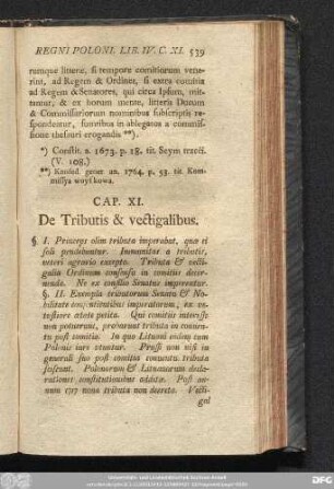Cap. XI. De Tributis & vectigalibus.