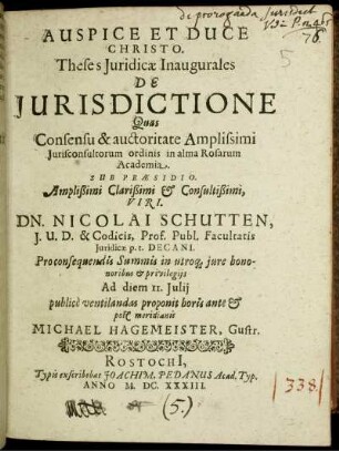 Theses Iuridicae Inaugurales De Iurisdictione
