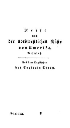 I. - Reise nach der nordwestlichen Küste von Amerika