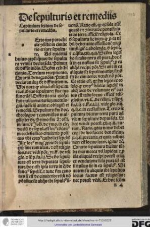 Capitulum sextum de sepulturis et remediis.