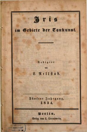 Iris im Gebiete der Tonkunst. 5, 5. 1834