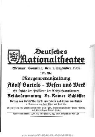 Adolf Bartels - Wesen und Werk