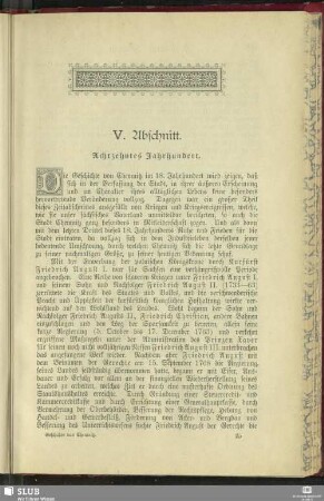 V. Abschnitt. Achtzehntes Jahrhundert