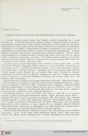 13: Z dziejów Instytutu Sztuki PAN (Państwowego Instytutu Sztuki)