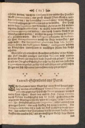 Extract-Schreibens aus Paris