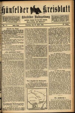 Erste Ausgabe vom Samstag, den 26. April 1924.