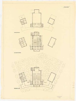 Johanneskirche, Berlin-Frohnau: Grundriss Obergeschoss, Untergeschoss, Erdgeschoss