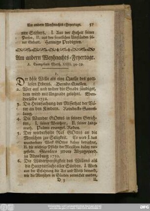 Am andern Weyhnachts-Feyertage.
