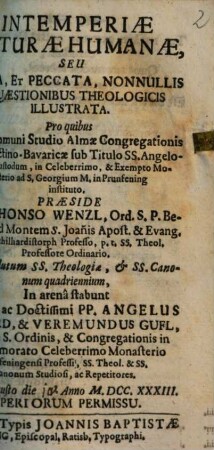 Intemperiae Naturae Humanae, Seu Vitia, Et Peccata ...