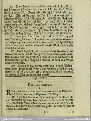 Disp. XXXII. De Renovatione