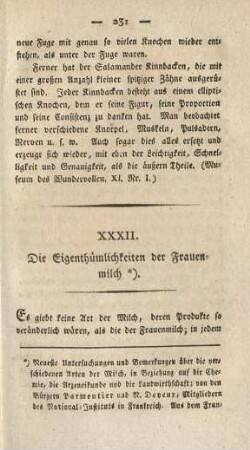 XXXII. Die Eigenthümlichkeiten der Frauenmilch