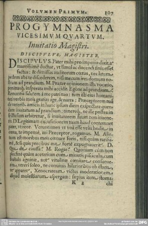 Progymnasma Vicesimum Quartum. Inuitatio Magistri