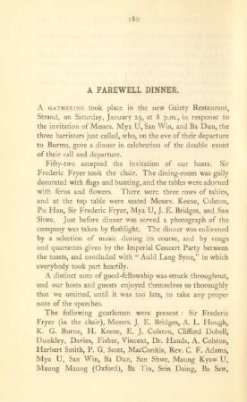 A farewell dinner