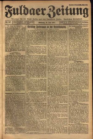 Ausgabe vom Mittwoch, den 29. Juni 1927.
