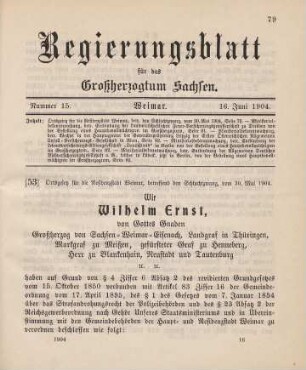 53. Ortsgesetz für die Residenzstadt Weimar, betreffend den Schlachtzwang