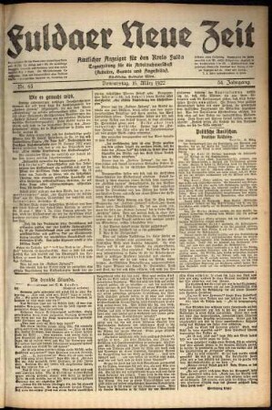 Ausgabe vom Donnerstag, den 16. März 1922.