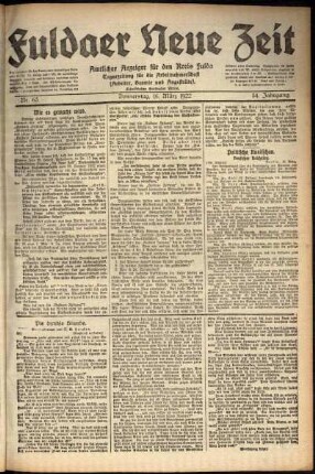 Ausgabe vom Donnerstag, den 16. März 1922.