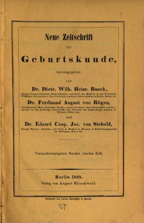 Neue Zeitschrift für Geburtskunde. 24,2. 1848