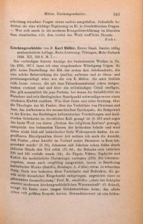 343-344 [Rezension] Müller, Karl, Kirchengeschichte; 1. Band
