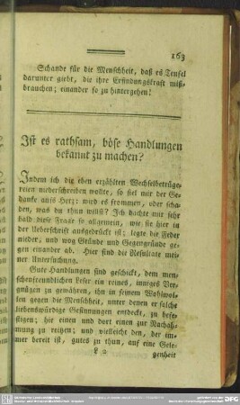 Ist es rathsam, böse Handlungen bekannt zu machen?