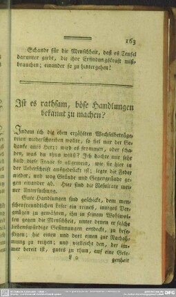 Ist es rathsam, böse Handlungen bekannt zu machen?