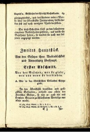 Zweites Hauptstück. Von den Gesetzen ihrer Verbindlichkeit und Anwendung überhaupt.