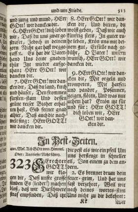 In Pest-Zeiten. - In Theurung und Hungers-Noth.