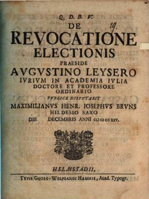 De Revocatione Electionis