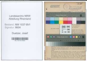 Entnazifizierung Josef Duetzer , geb. 27.06.1899 (Krim.Sekretaer)